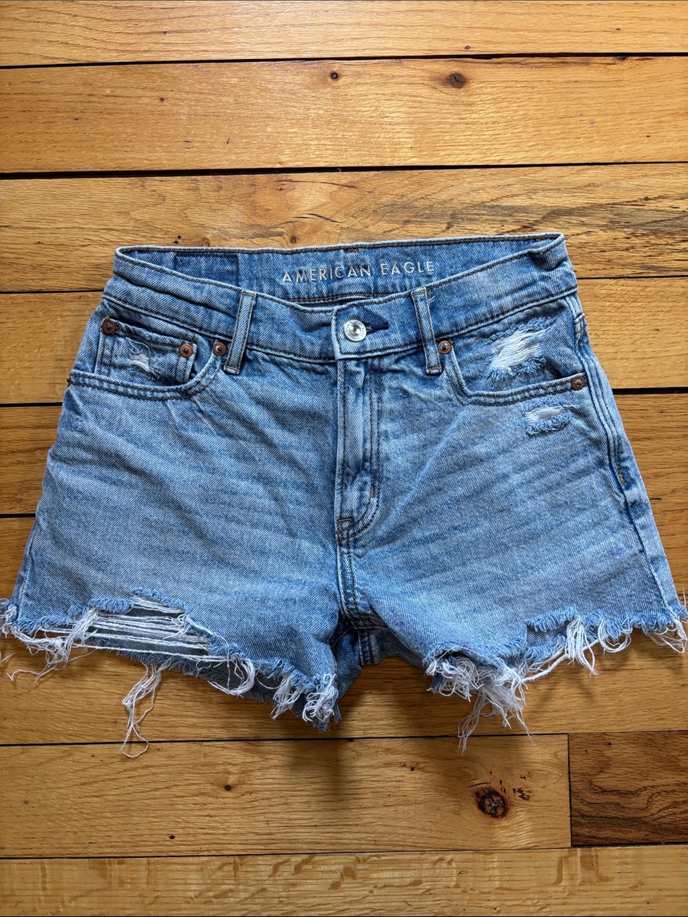 American Eagle Outfitters Distressed Light Blue Denim Cutoff Shorts